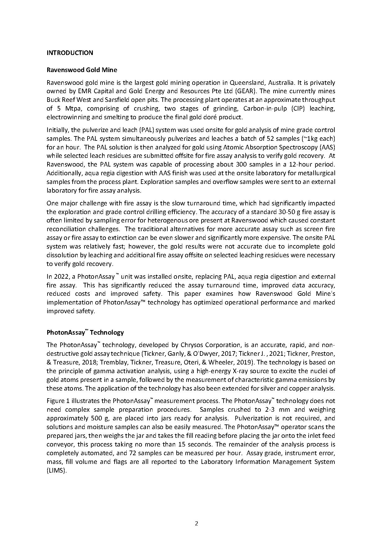 Enhancing Gold Mine Efficiency and Safety Through the Implementation of Onsite PhotonAssay™ — page 2