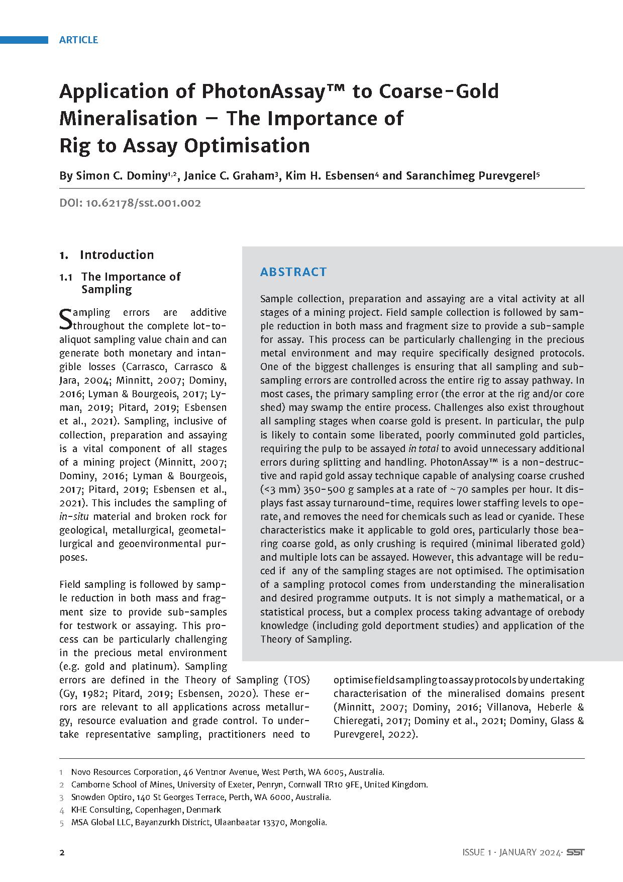 Application of PhotonAssay™ to Coarse-Gold Mineralisation – The Importance of Rig to Assay Optimisation — page 1