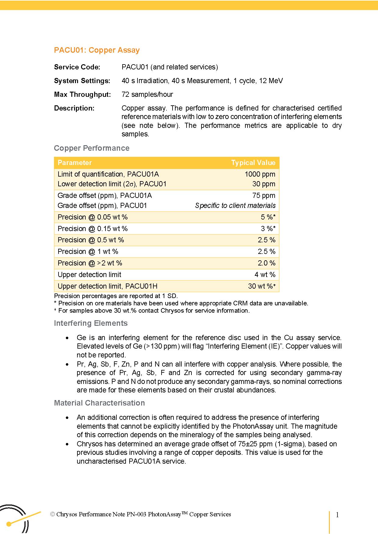PN-003 PhotonAssay™ Copper Services — page 2