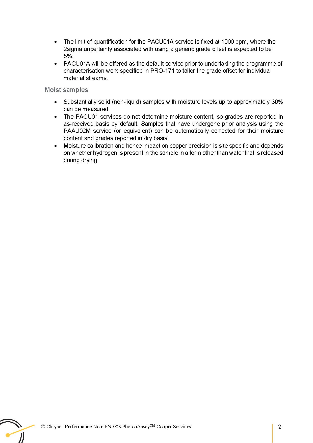 PN-003 PhotonAssay™ Copper Services — page 3