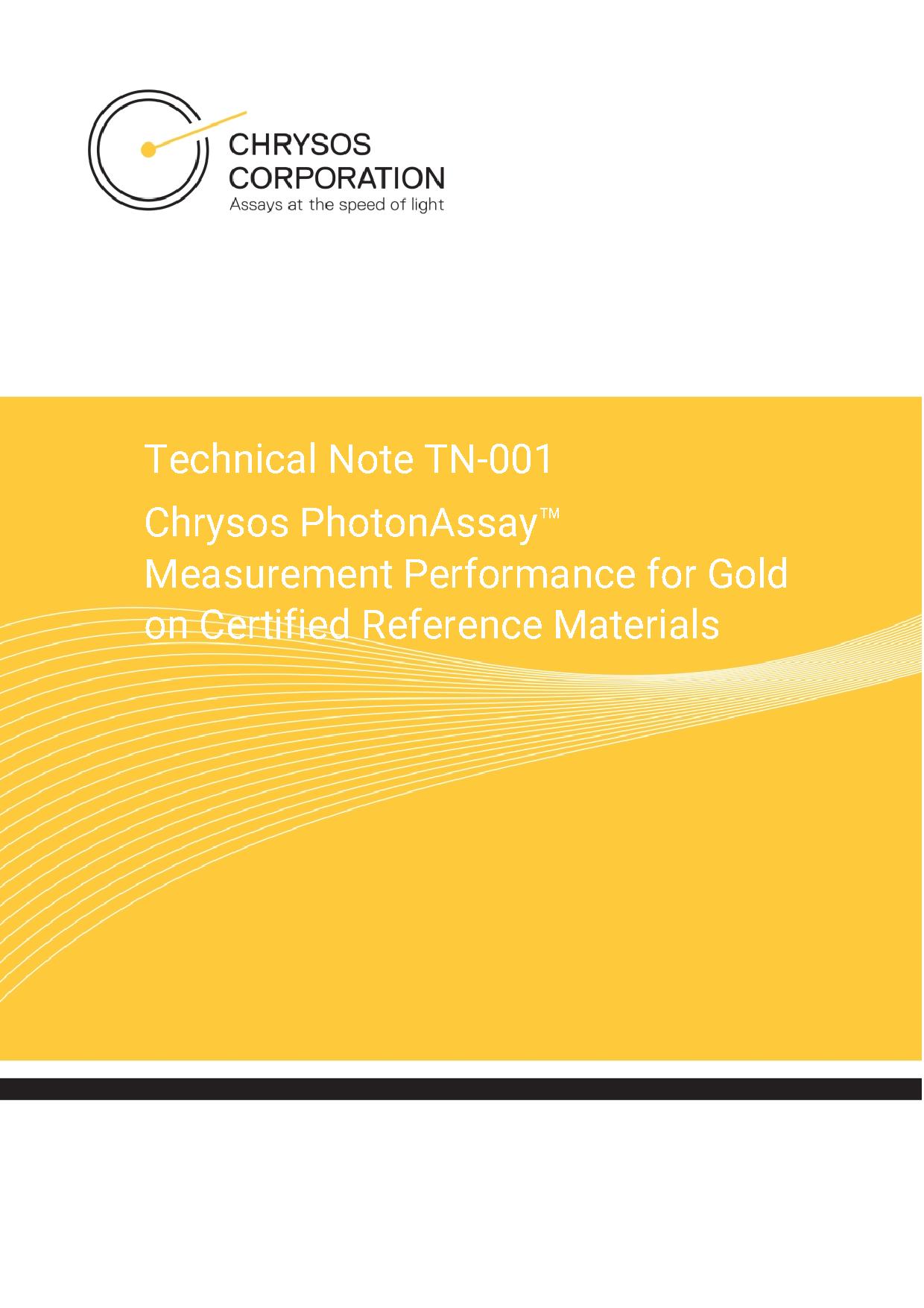 TN-001 Chrysos PhotonAssay™ Measurement Performance for Gold on Certified Reference Materials — page 1