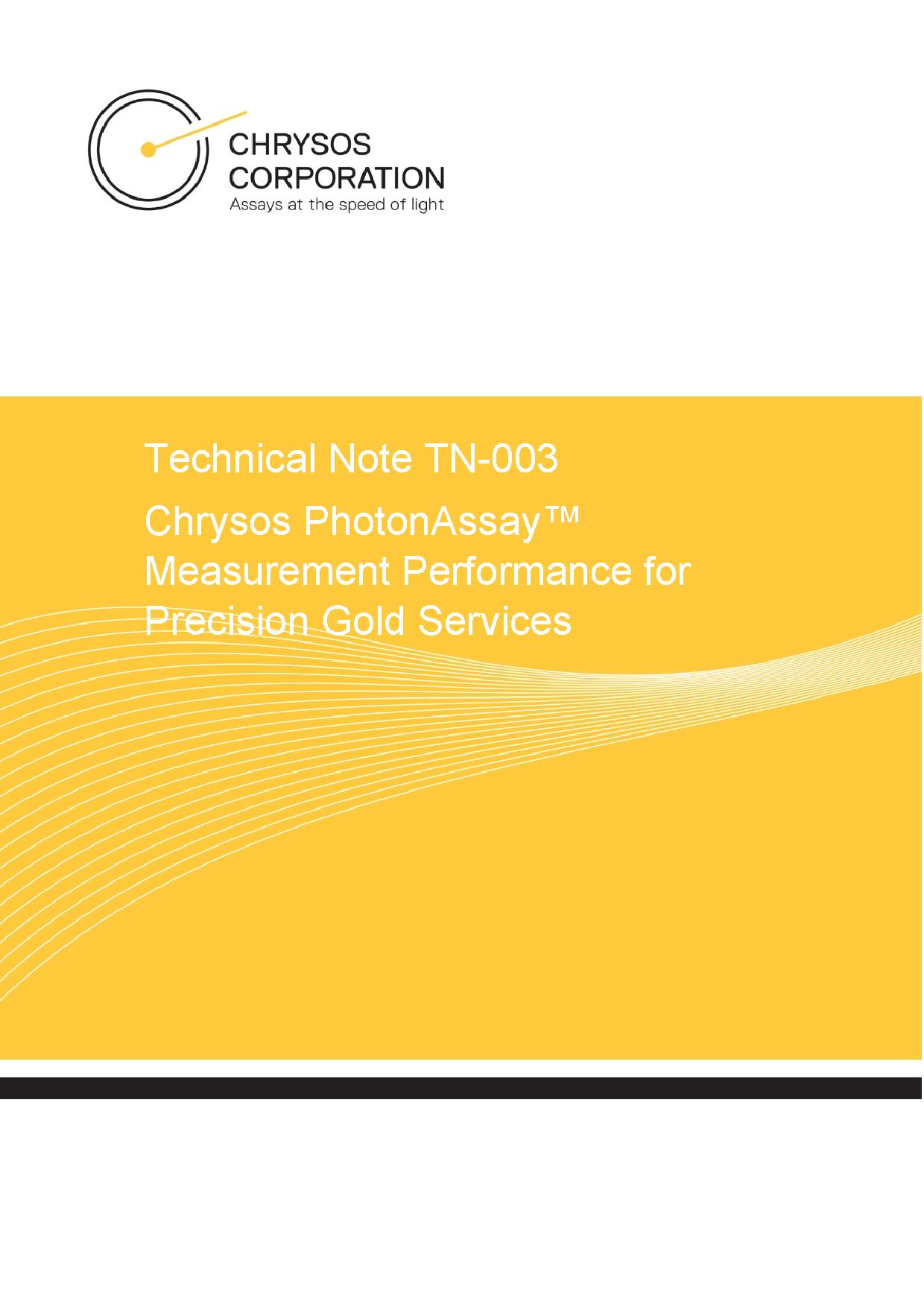 TN-003 Chrysos PhotonAssay™ Measurement Performance for Precision Gold Services — page 1