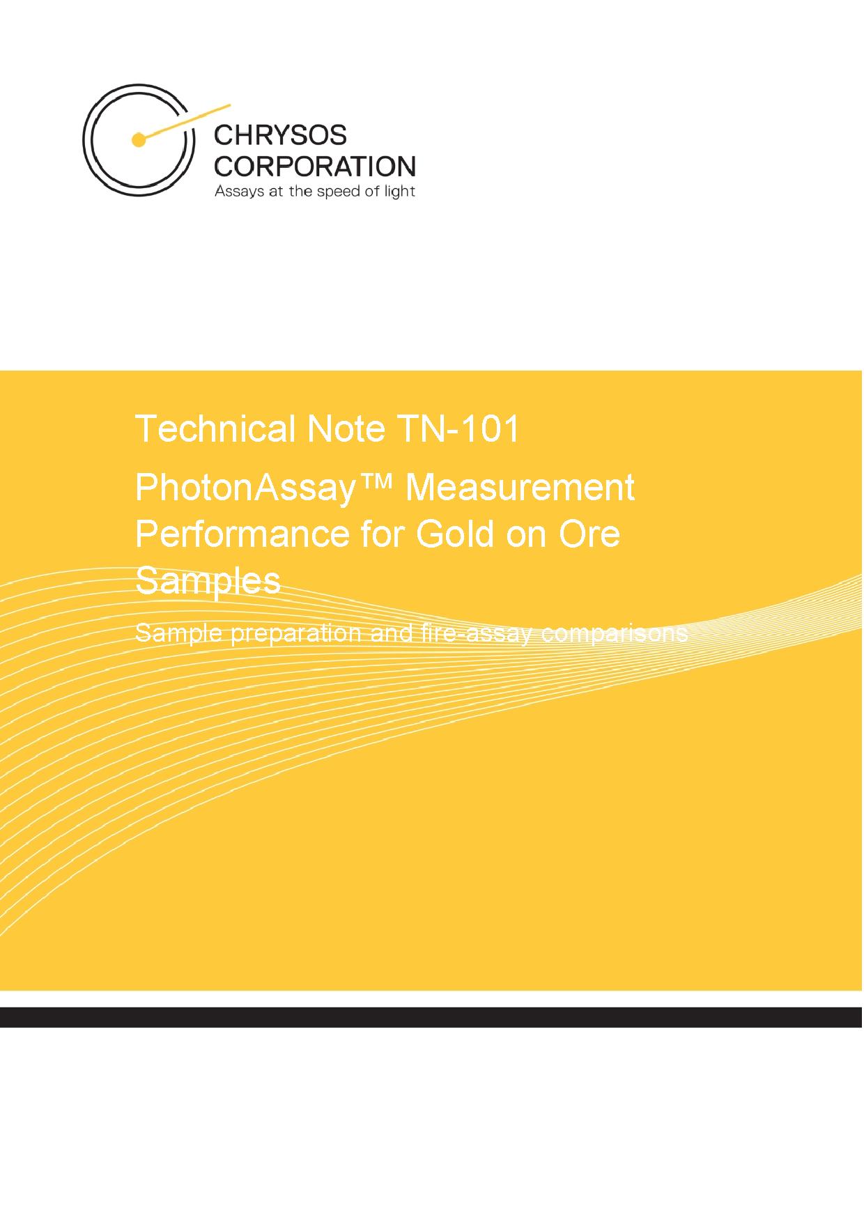 TN-101 PhotonAssay™ Measurement Performance for Gold on Ore Samples — page 1