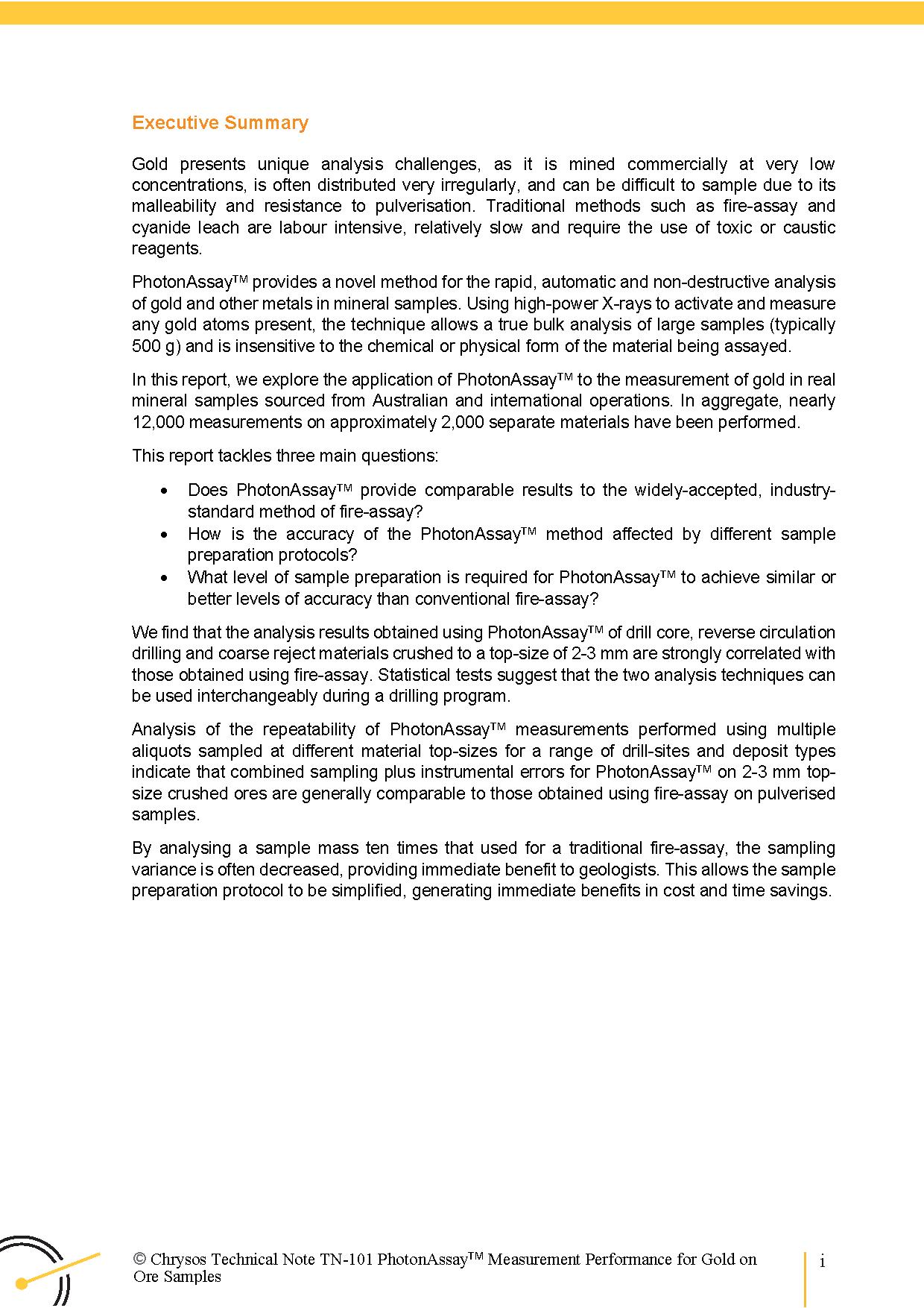 TN-101 PhotonAssay™ Measurement Performance for Gold on Ore Samples — page 2