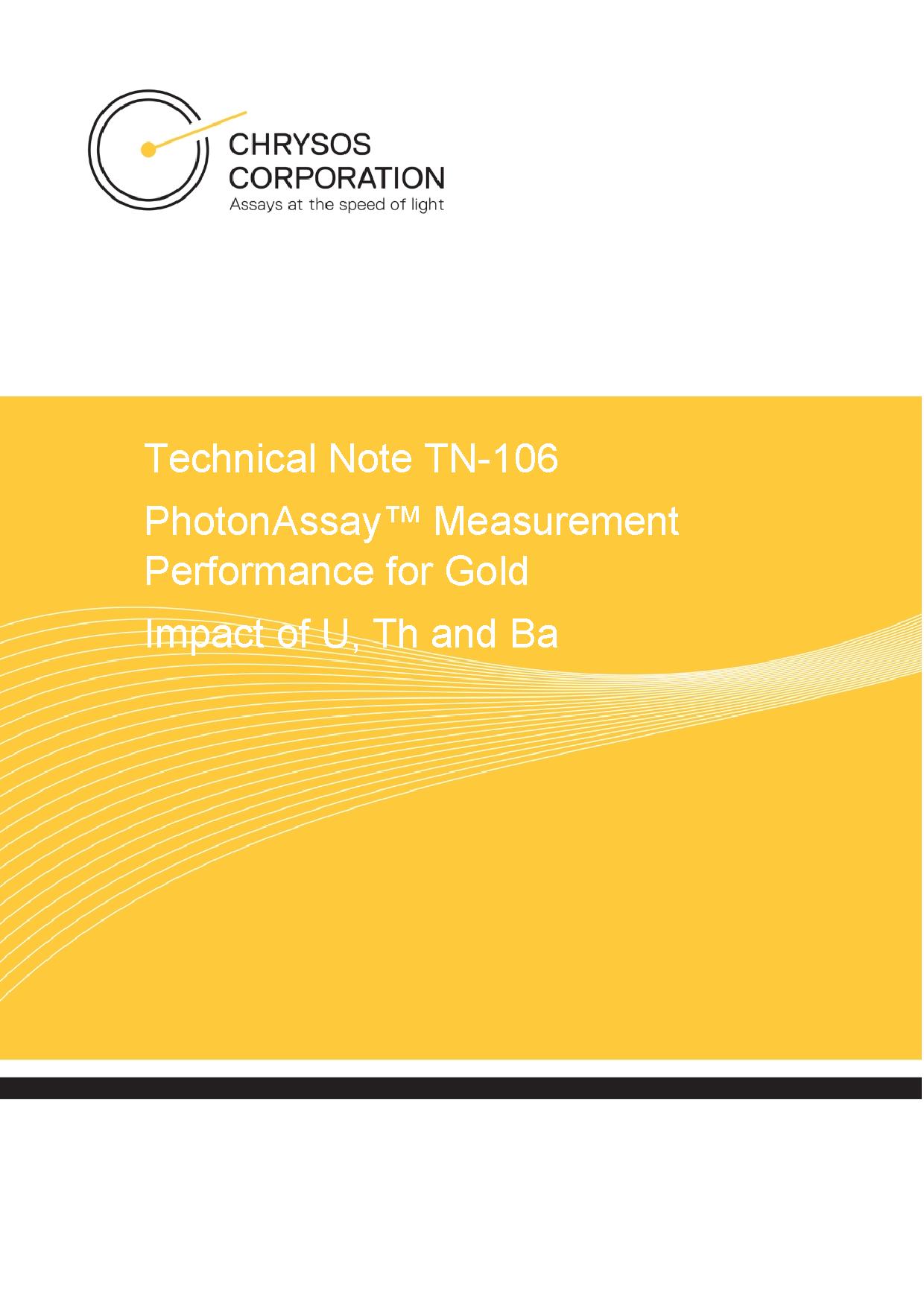TN-106 PhotonAssay™ Measurement Performance for Gold – Impact of U, Th, Ba — page 1