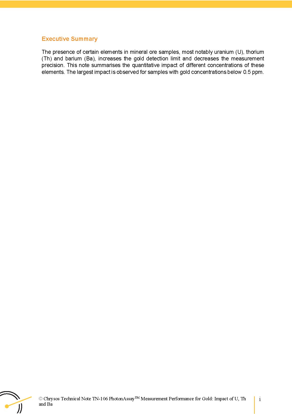 TN-106 PhotonAssay™ Measurement Performance for Gold – Impact of U, Th, Ba — page 2