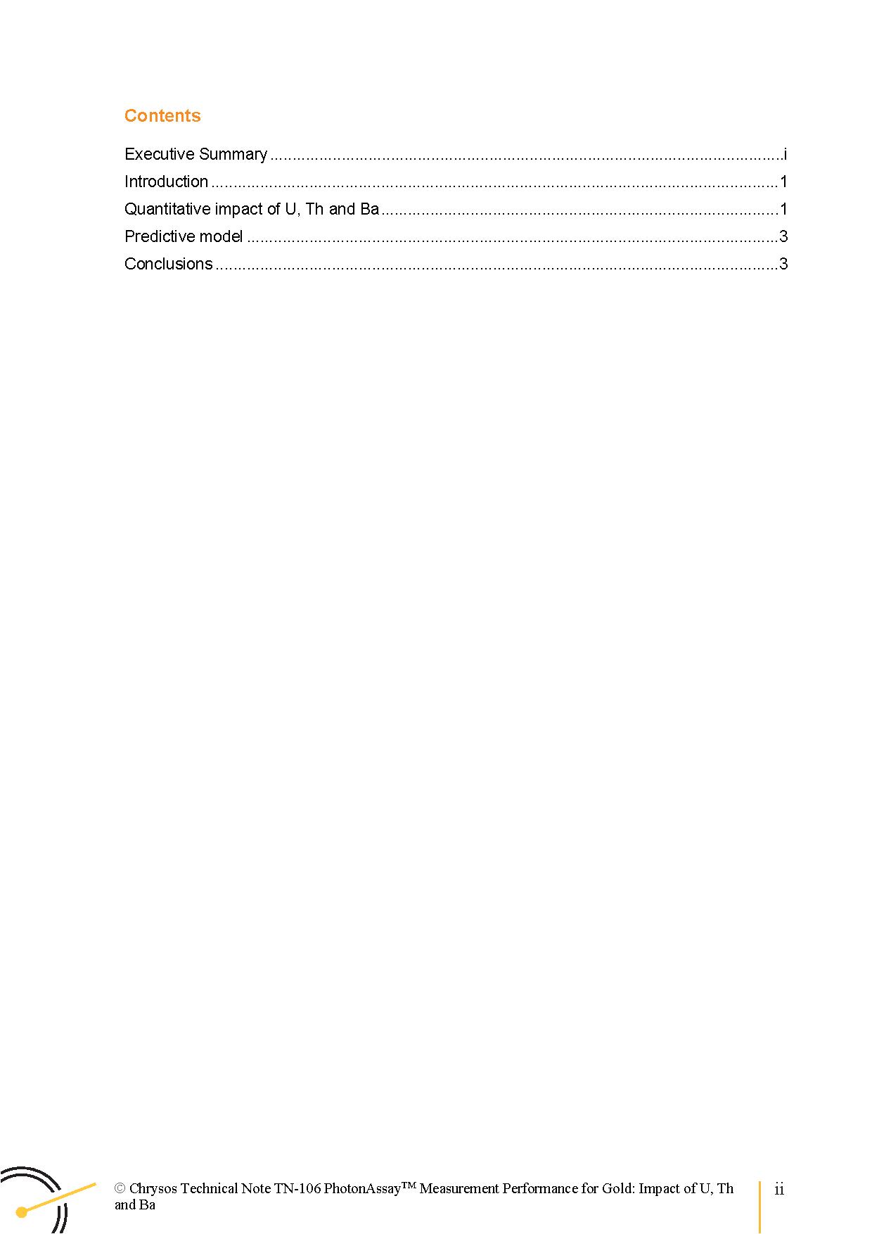 TN-106 PhotonAssay™ Measurement Performance for Gold – Impact of U, Th, Ba — page 3