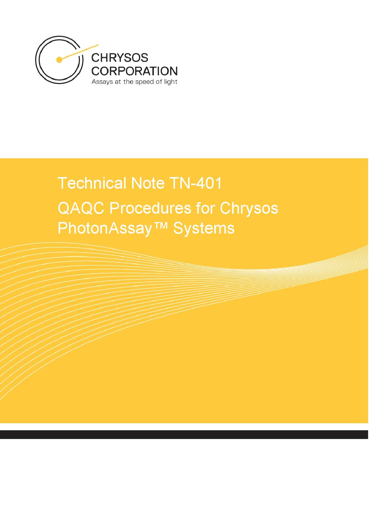 TN-401 QA/QC Procedures for Chrysos PhotonAssay™ Systems — page 1