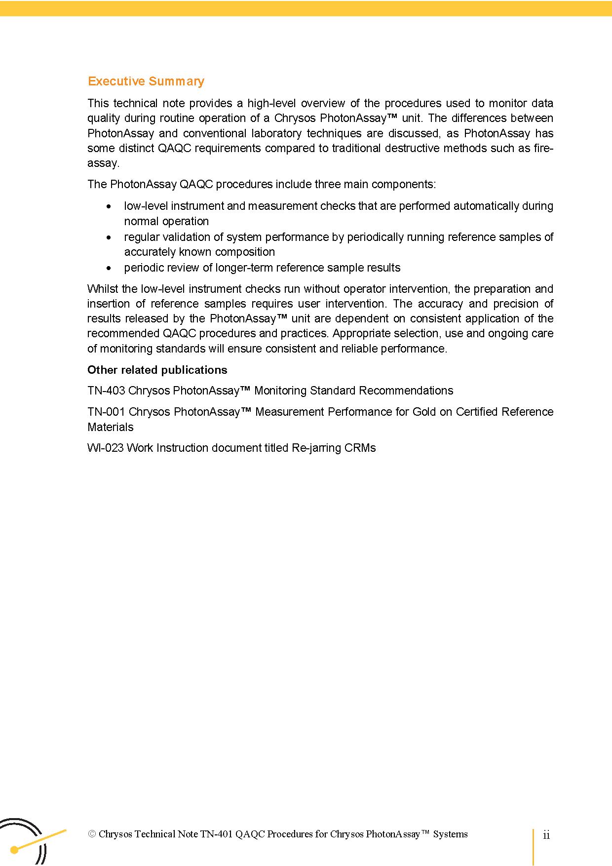 TN-401 QA/QC Procedures for Chrysos PhotonAssay™ Systems — page 2