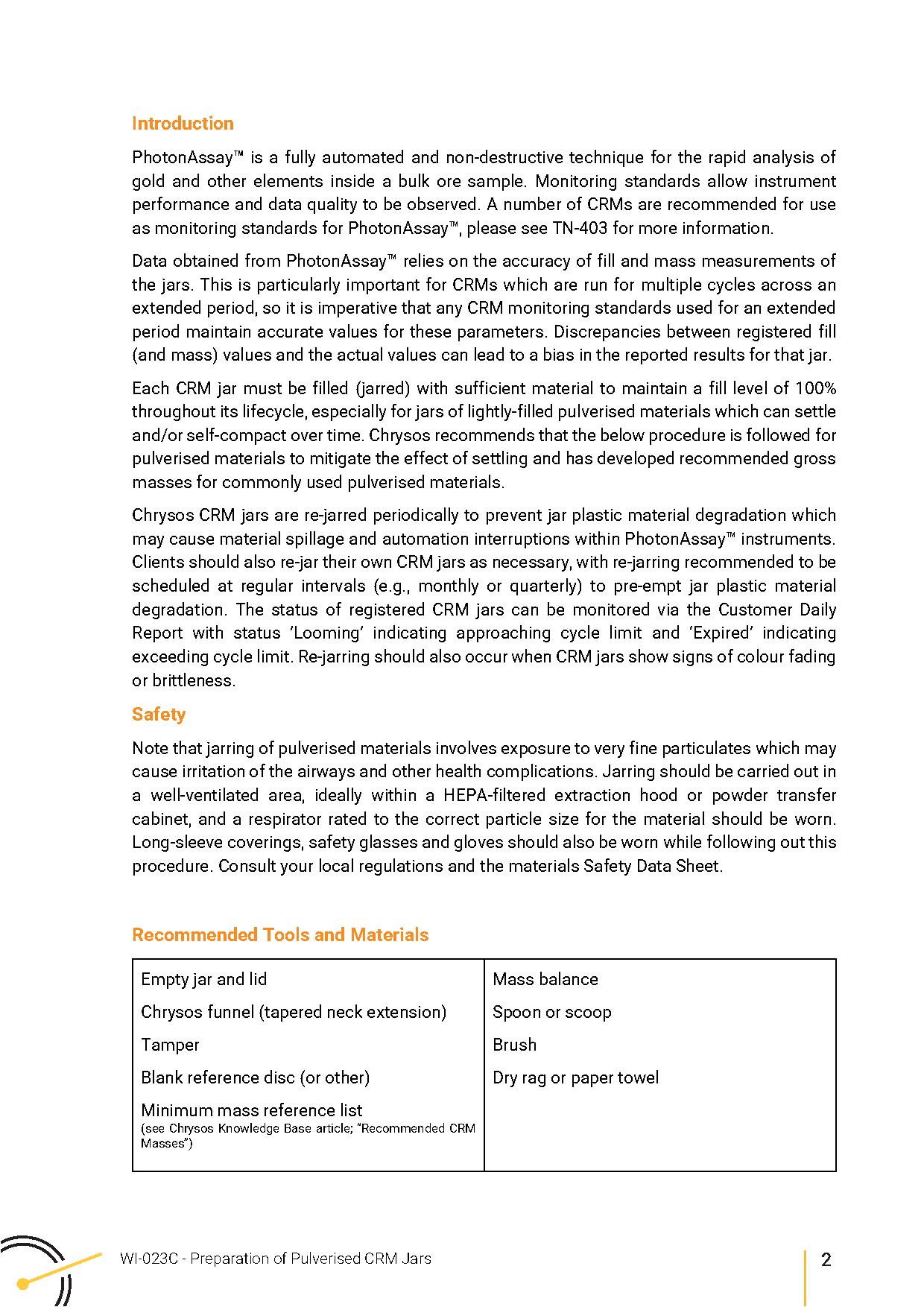 WI-023C Preparation of Pulverised CRM Jars — page 3