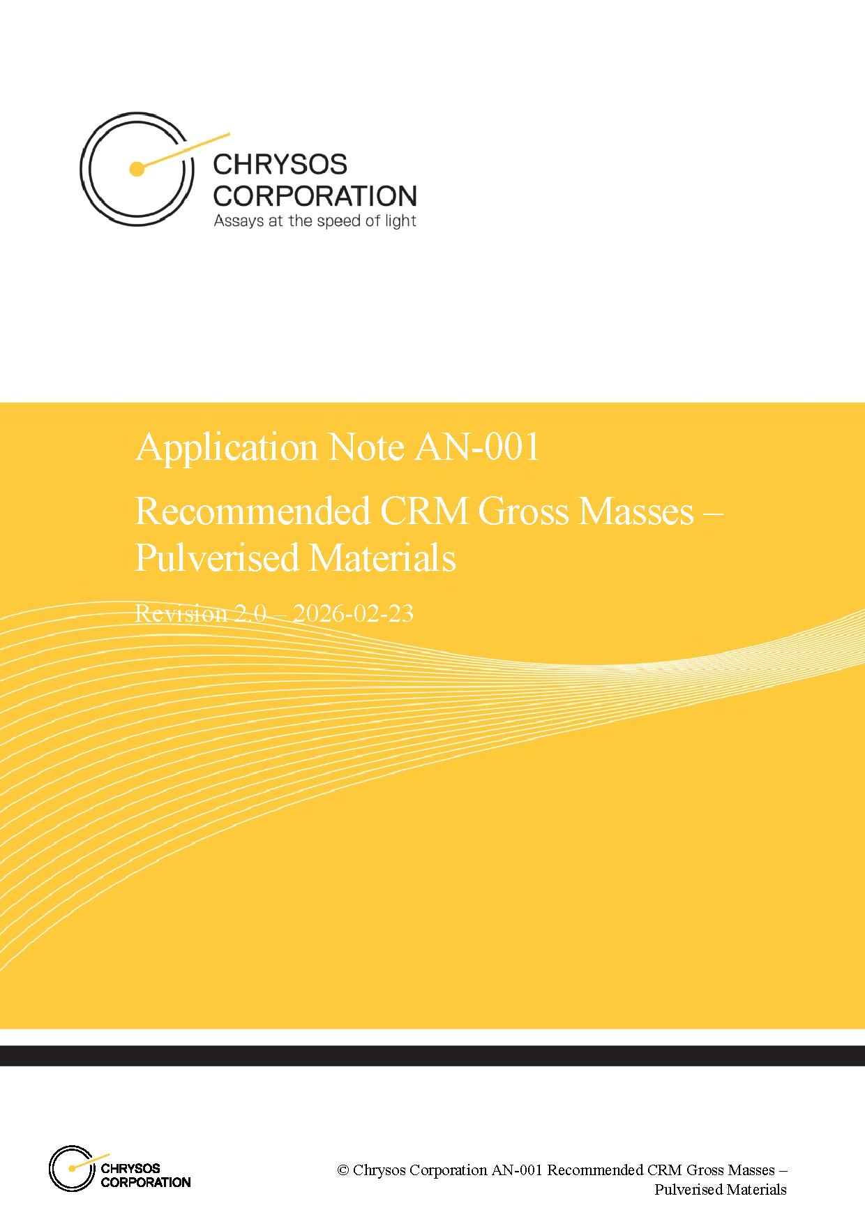 AN-001 Recommended CRM Gross Masses – Pulverised Materials — page 1