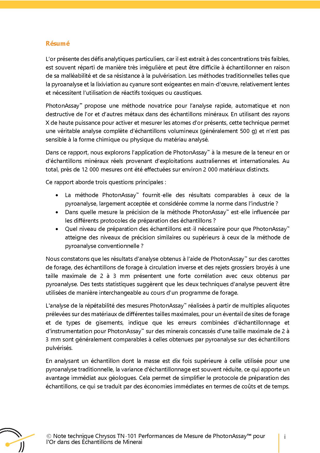 TN-101 Performances de Mesure de PhotonAssay™ pour l’Or dans des Echantillons de Minerai — page 2