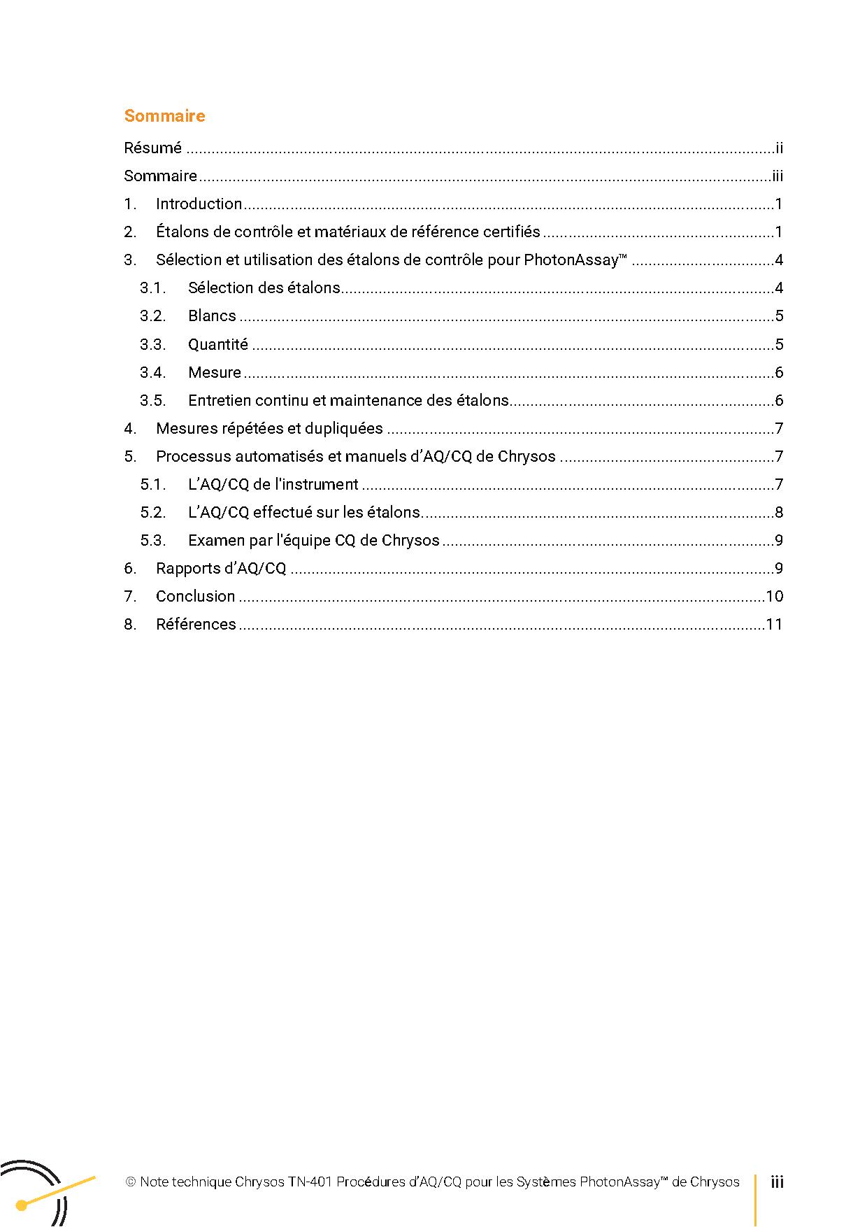 TN-401 Procédures dAQ-CQ pour les Systèmes PhotonAssay™ de Chrysos — page 3