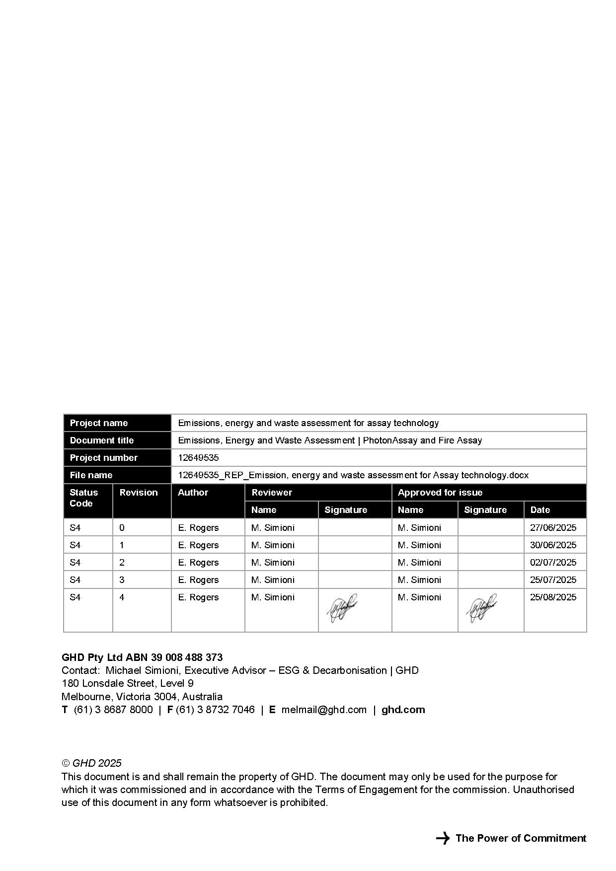 GHD | SGS | Chrysos PhotonAssay™ – Emissions, Energy and Waste Assessment for Assay Technology — page 2